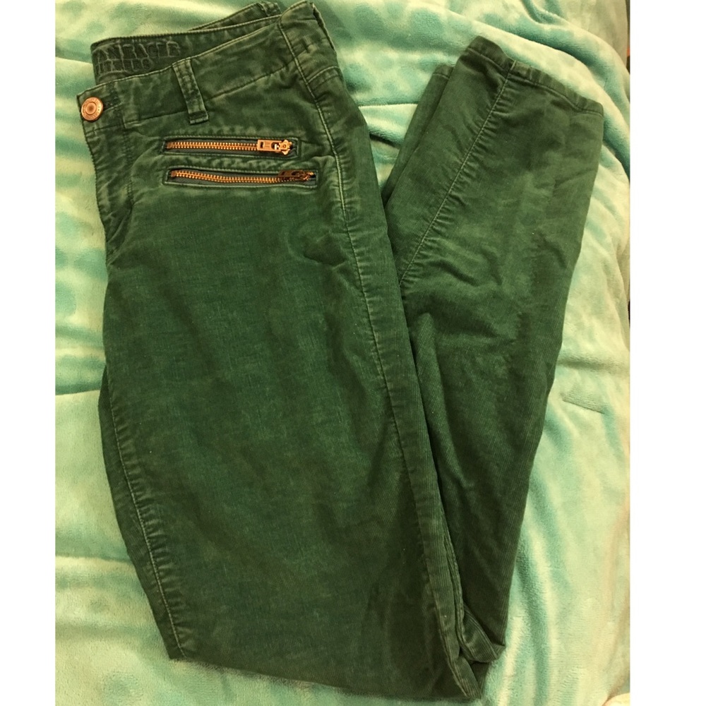 Teal Cord jeggings w/ zipper detail
